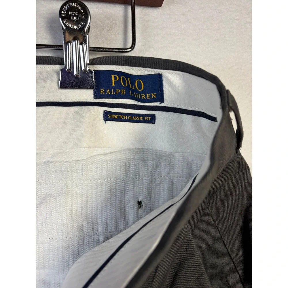 Polo Ralph Lauren Shorts Mens 34 Gray Excellent Embroidered Football Chino